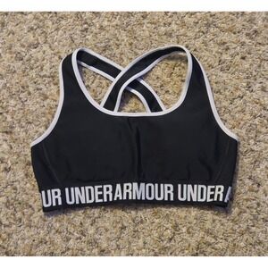 Under Armour Crossback Compression Sports Bra Womens Size Small Black White